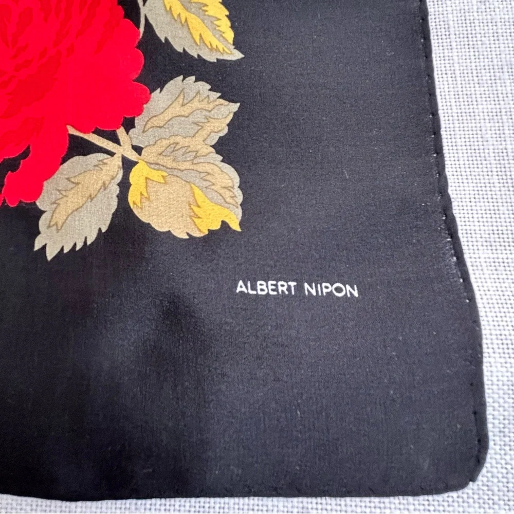 Albert Nipon Vintage Floral Paisley Signed Logo Scarf 30”x31”